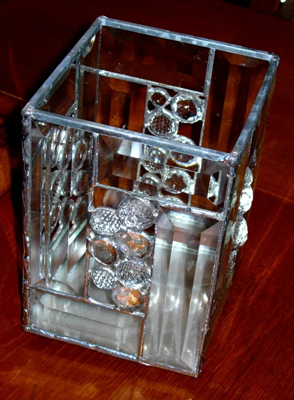 stained glass clear vase 6x6x10