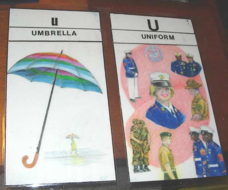 d vowels U two cards 4x8