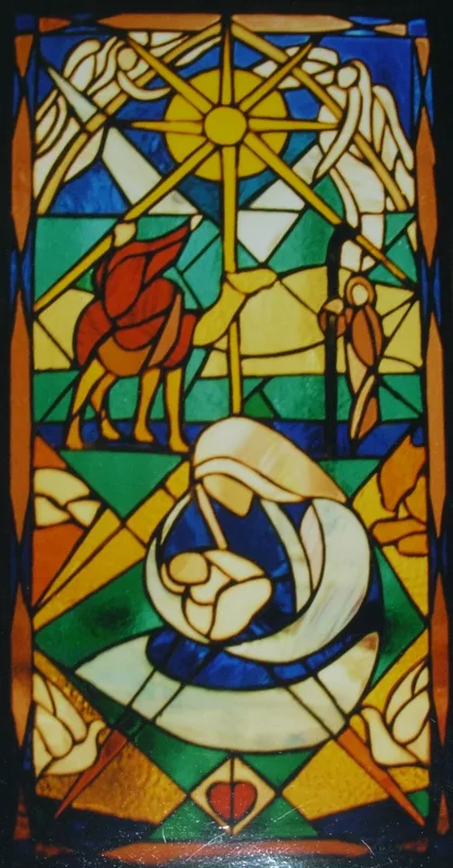 stained glass  Nativity  12x22