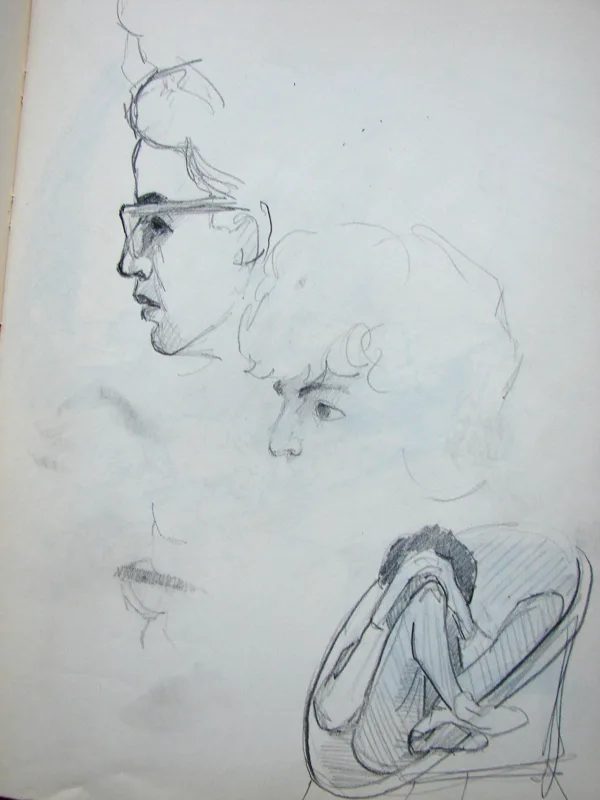 d sketchbook Watching TV 9x12