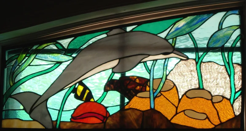 stained glass Undersea window  left 21x37