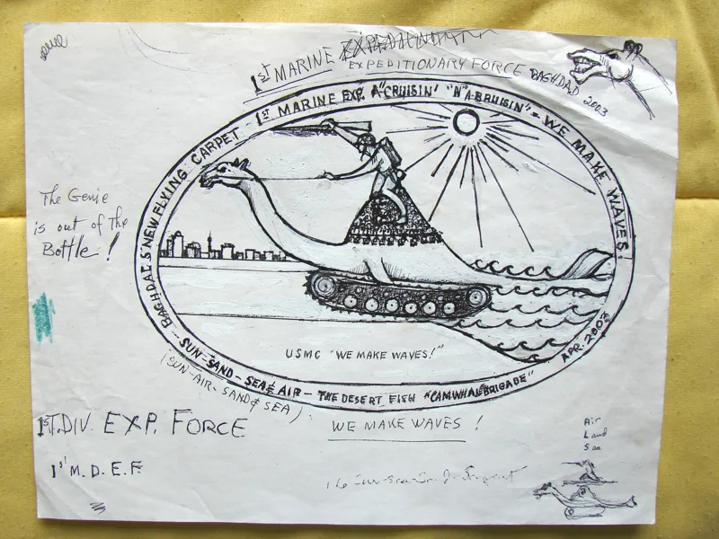 d sketch Military Logo Amphibeous Marines Iraq 9x12