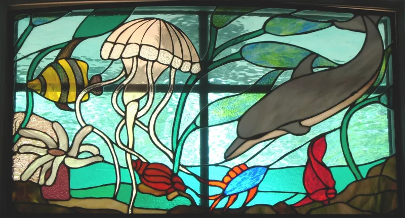 stained glass Undersea window  middle 21x37