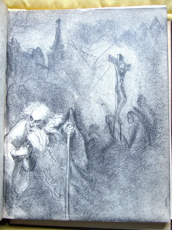 d sketchbook On the Cross 9x12