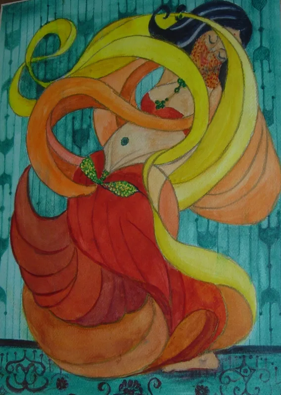 w mideastern dancers Swirls 11x14 2002