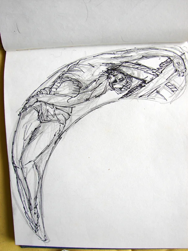 d sketchbook srudy for hippopotamus tusk ivory 9x12
