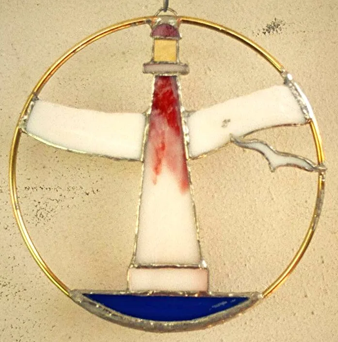 stained glass lighthouse 8 in. dia.