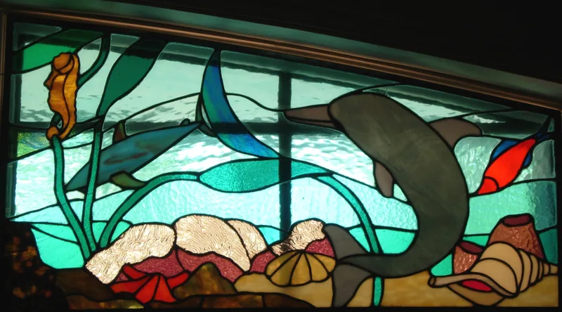 stained glass Undersea window  right 21x37
