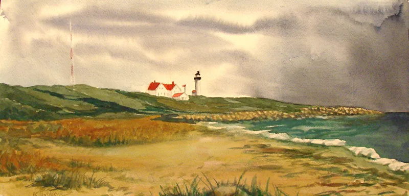 w Nobska Light near Woods Hole 11x14