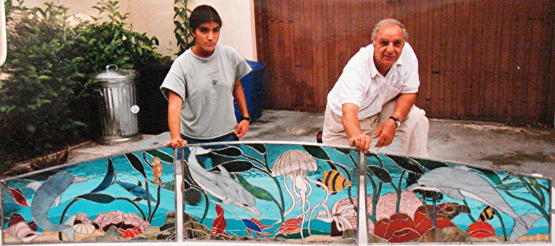 stained glass window, artist and  Liana 21x111