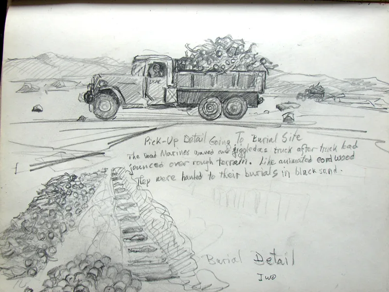 d WWII Death By the Truckload Iwo Jima 12x16