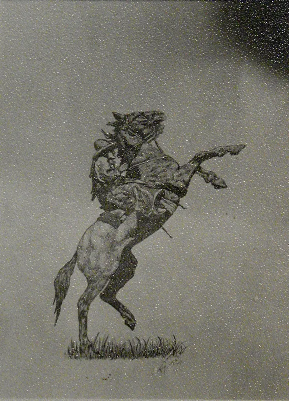 d Cowboy pen and ink 9x12