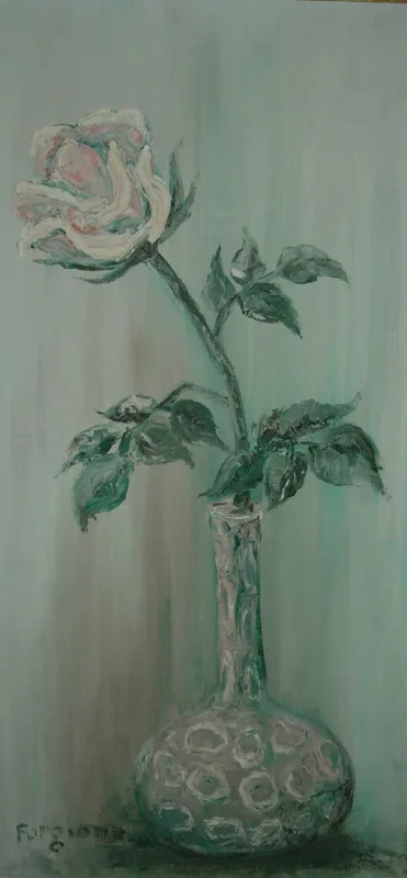 oil Gray Rose 9x20