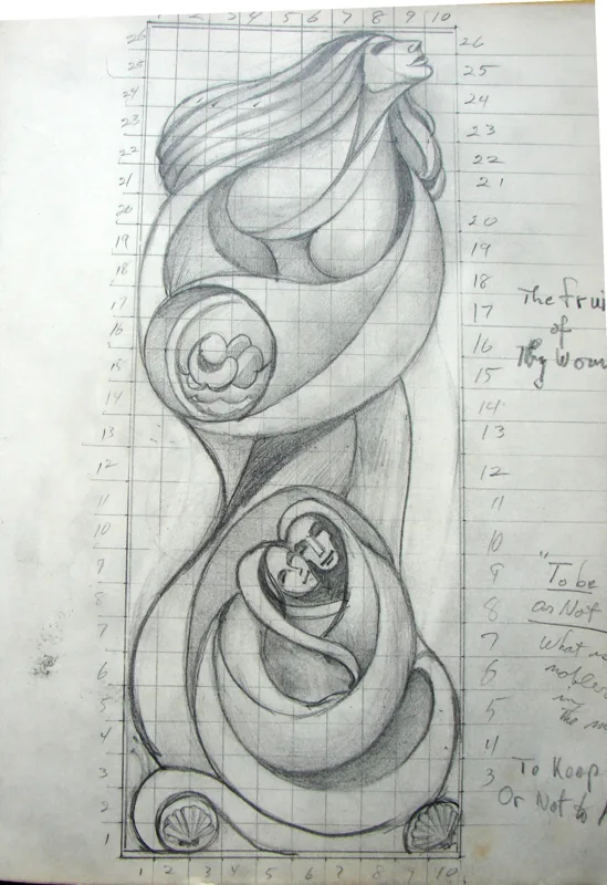 d sketchbook study for sculpture 16x24