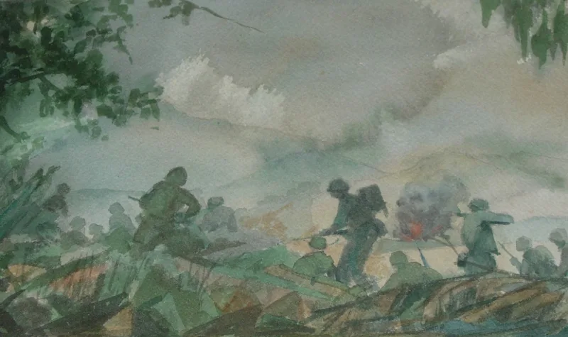 w WWII Moving Out Saipan 14x24