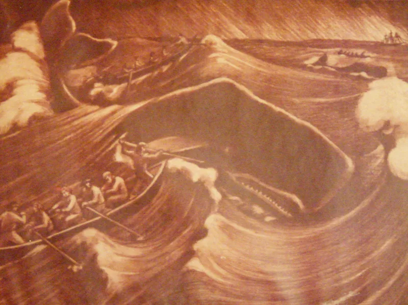 b Whalers In For The Kill sepia print 18x22
