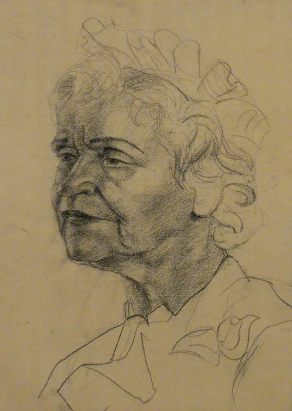 d  Old Woman conte crayon 9x12