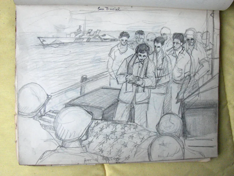 d WWII Burial at Sea 12x16