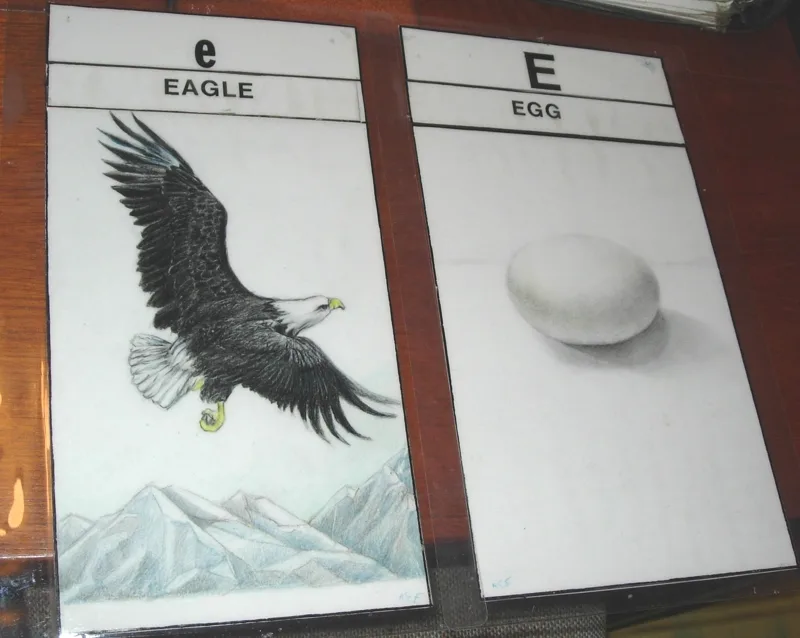d Vowels E two cards 4x8