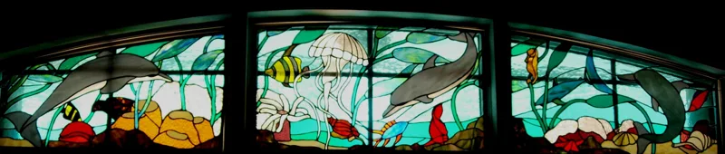 stained glass Undersea window  all 21x111