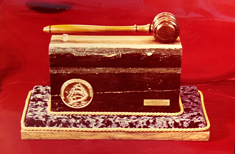 sculpture oak cap rail USS Constitution Nixon comissioned gi