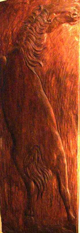 sculpture Horse wood relief 30x78