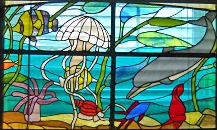 stained glass 1st Undersea Window 24x36 1998