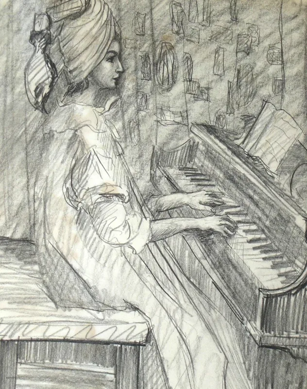 d Leslie at piano 9x12